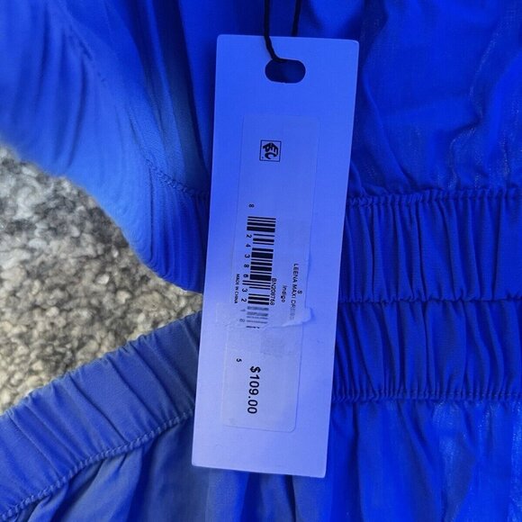 Steve Madden Leena Maxi Dress In Ultramarine Blue One Shoulder Small Ruffle - Picture 7 of 10